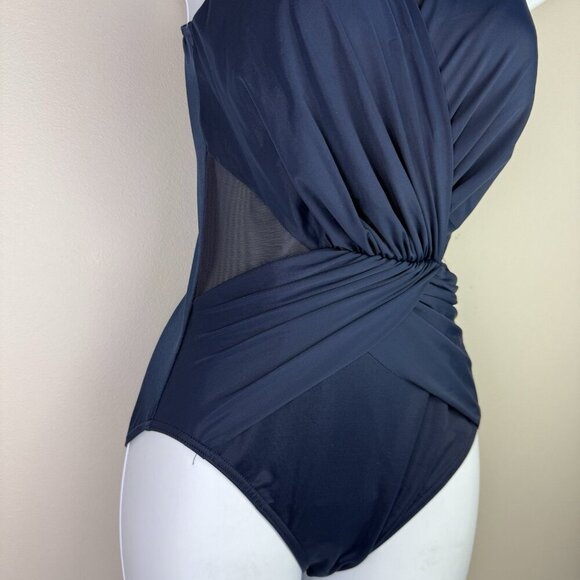 Miraclesuit Palma One Piece Swimsuit Midnight Blue Size 8 Slimming Shaping Suit - Picture 6 of 9